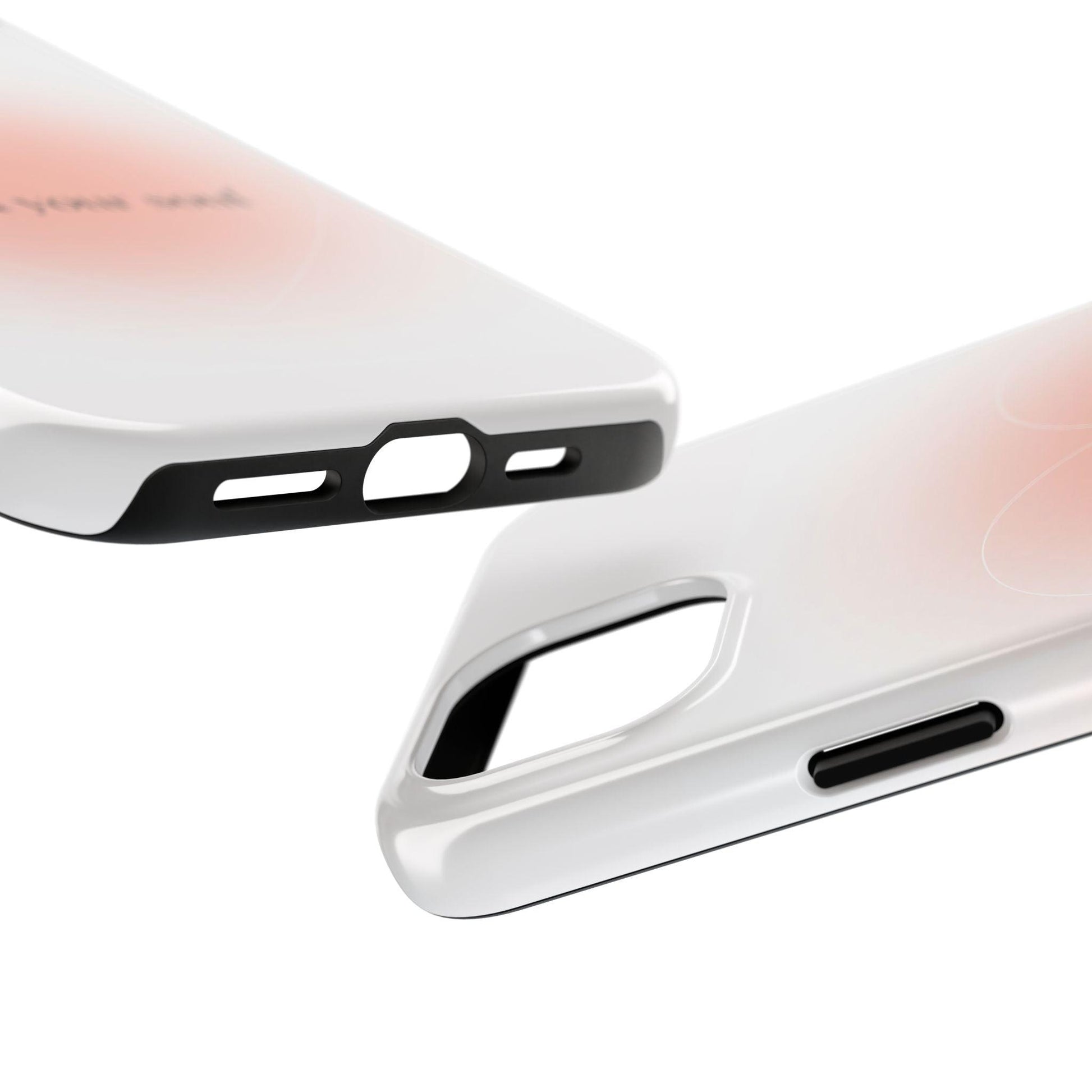 Feed your soul Tough iPhone Cases - Pink Peach Aura Light and White Heart Design - SmartHomeGoodies