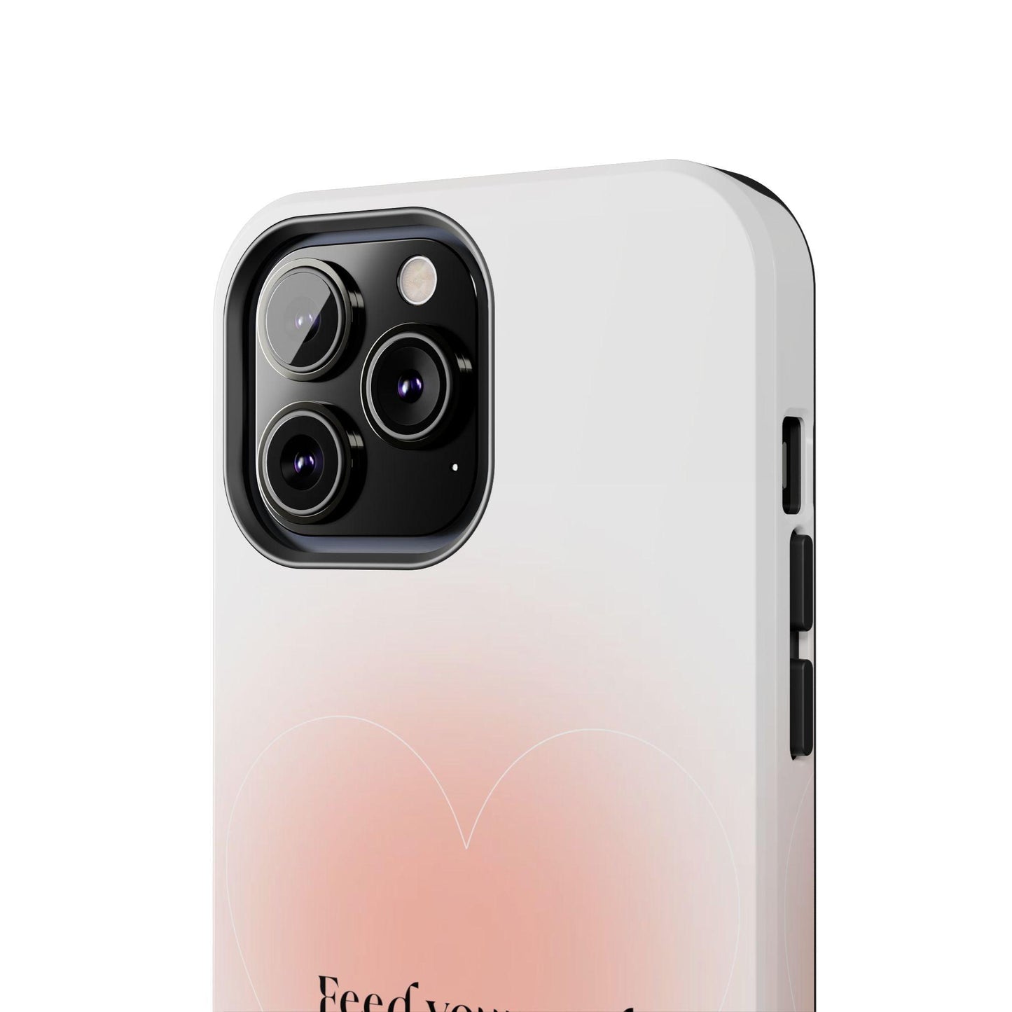 Feed your soul Tough iPhone Cases - Pink Peach Aura Light and White Heart Design - SmartHomeGoodies