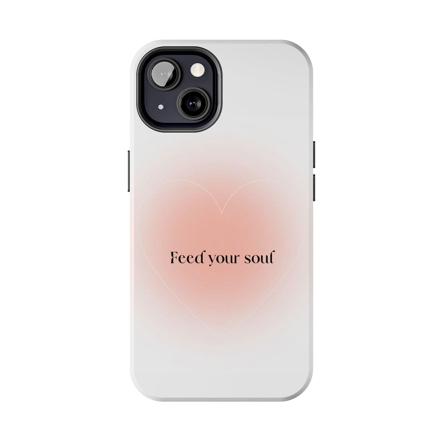 Feed your soul Tough iPhone Cases - Pink Peach Aura Light and White Heart Design - SmartHomeGoodies