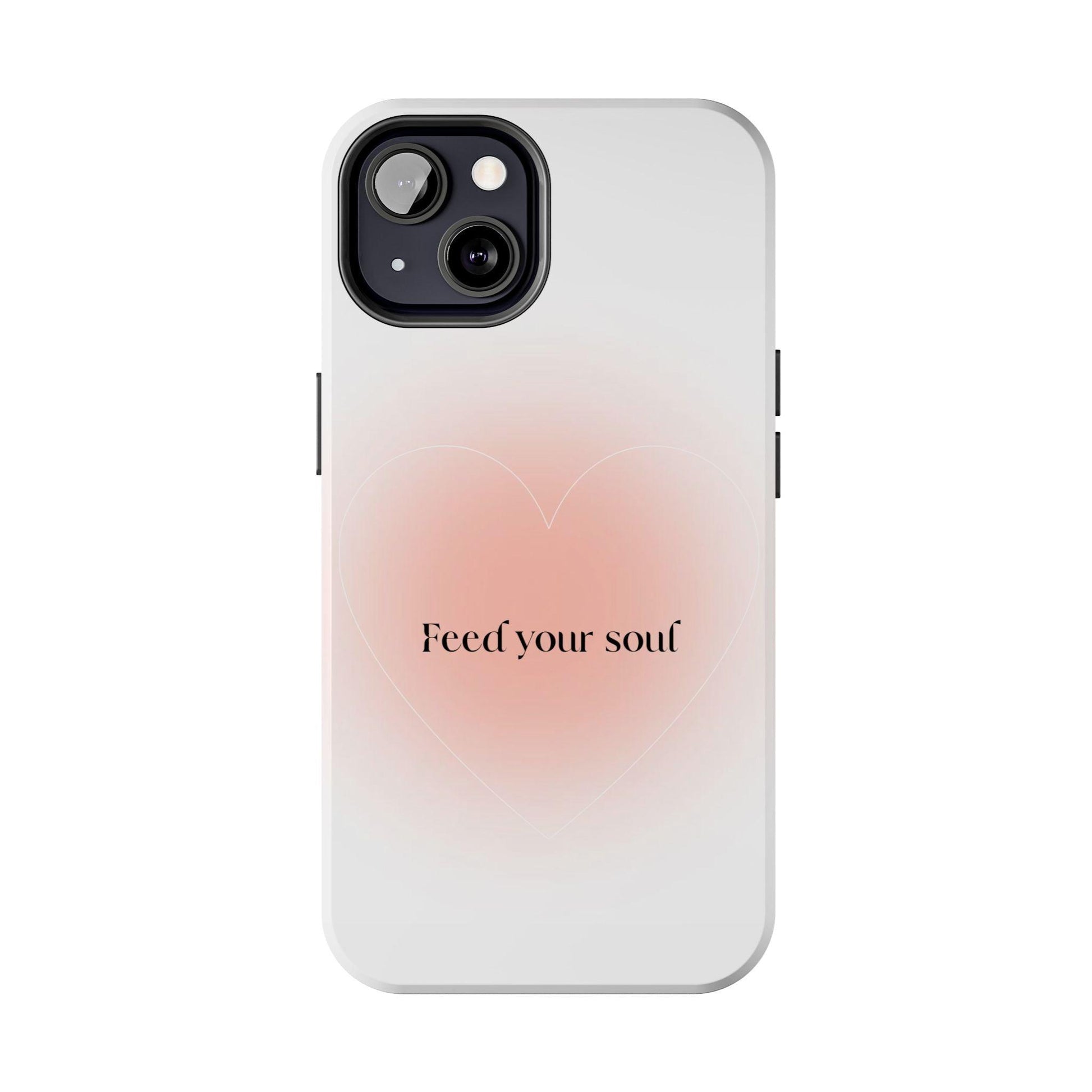 Feed your soul Tough iPhone Cases - Pink Peach Aura Light and White Heart Design - SmartHomeGoodies