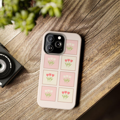 Floral Pastel Tulips Garden Tough iPhone Cases - SmartHomeGoodies