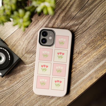 Floral Pastel Tulips Garden Tough iPhone Cases - SmartHomeGoodies