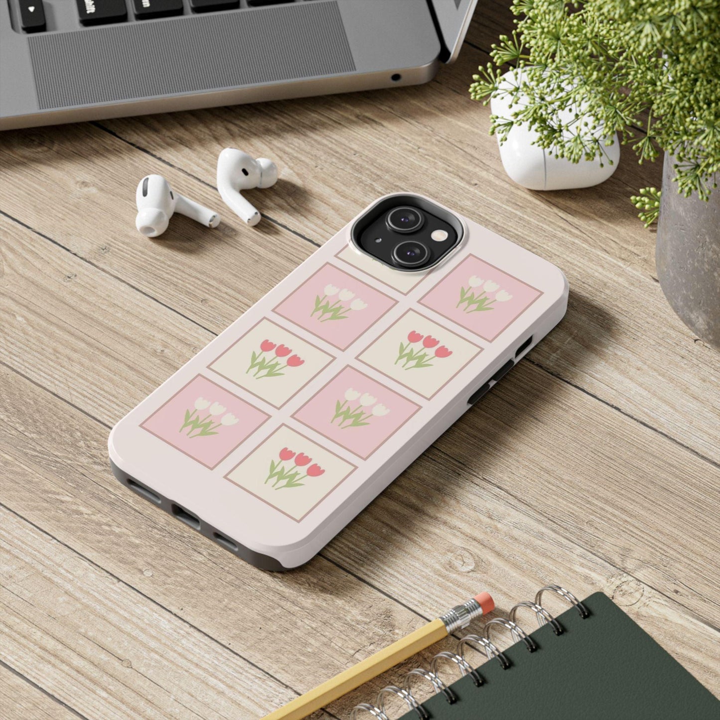 Floral Pastel Tulips Garden Tough iPhone Cases - SmartHomeGoodies