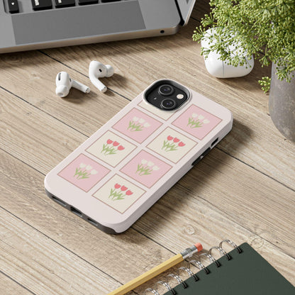 Floral Pastel Tulips Garden Tough iPhone Cases - SmartHomeGoodies