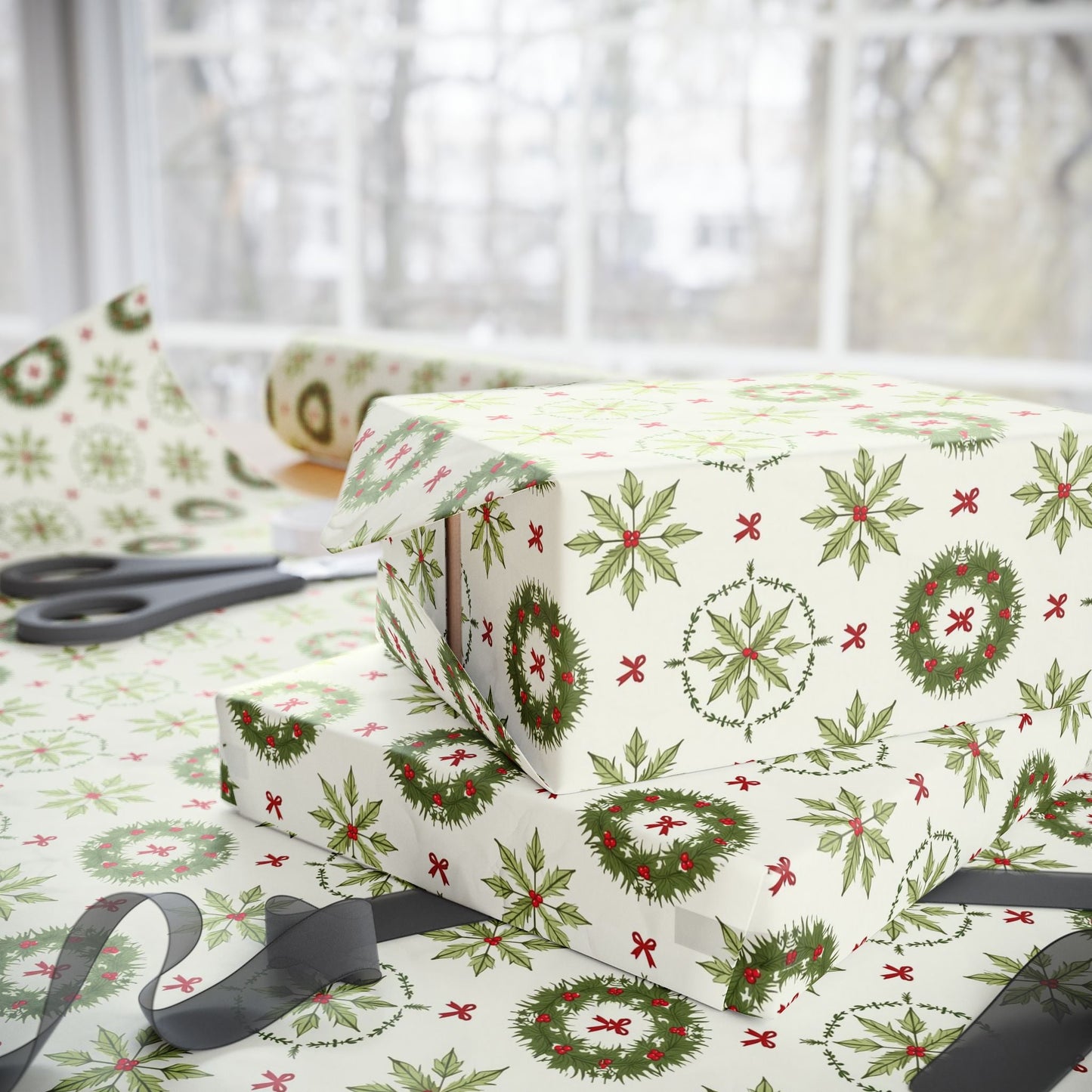 Holly Hexagon Wrapping Paper - SmartHomeGoodies