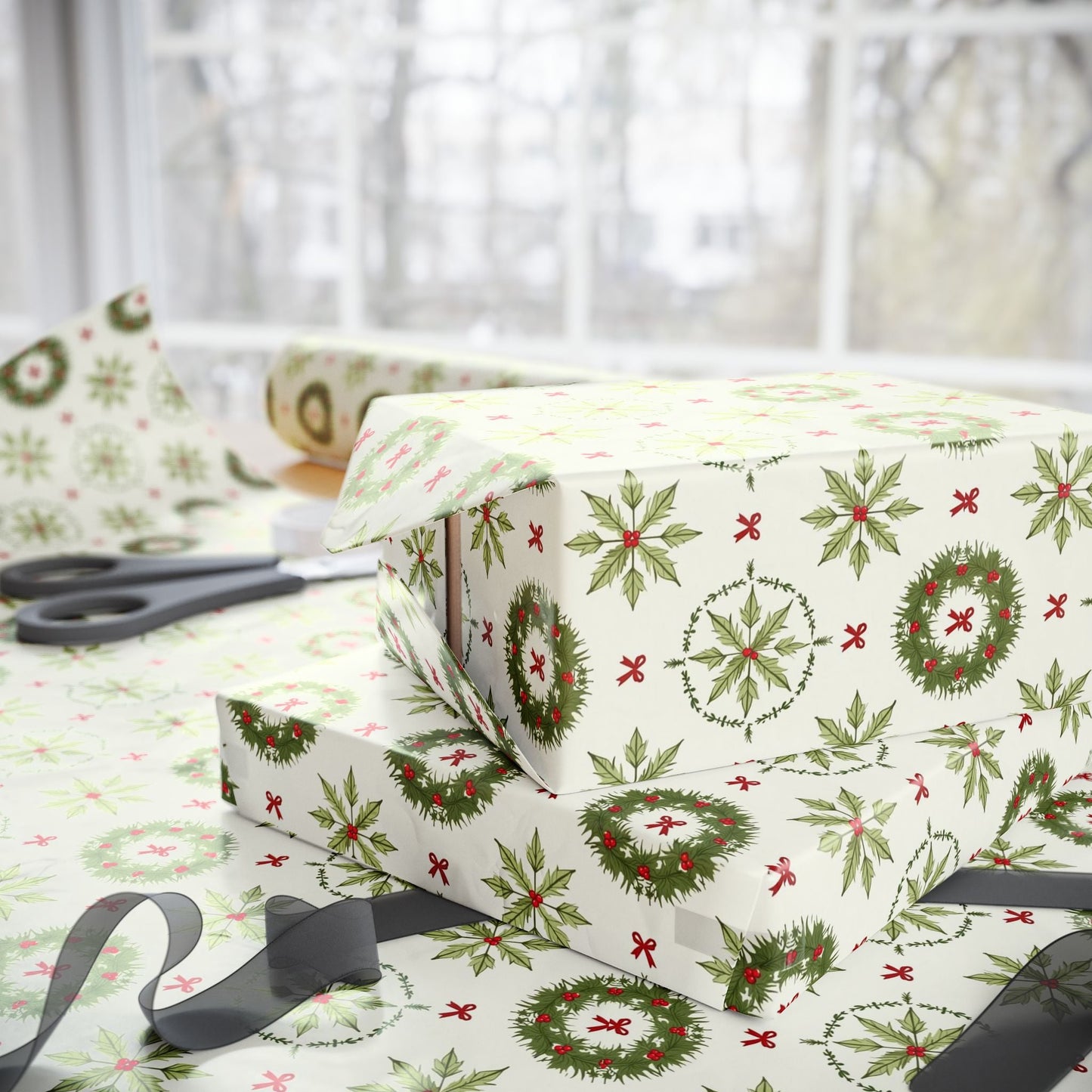 Holly Hexagon Wrapping Paper - SmartHomeGoodies