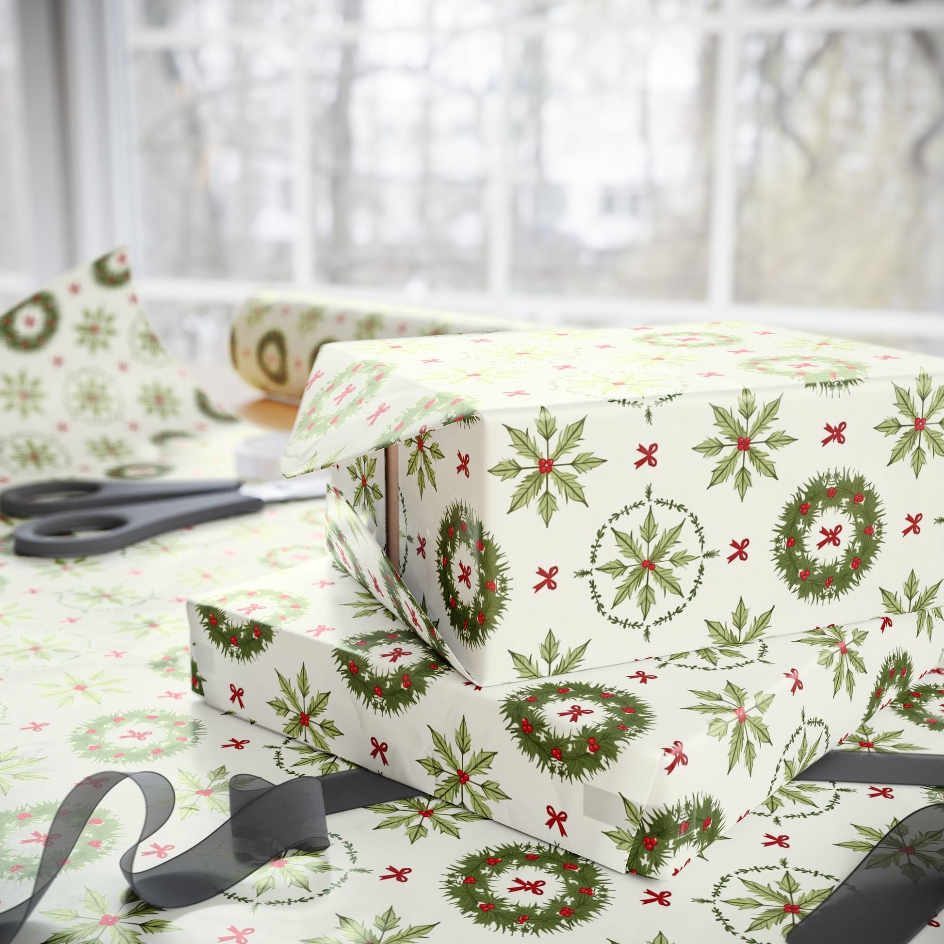 Holly Hexagon Wrapping Paper - SmartHomeGoodies