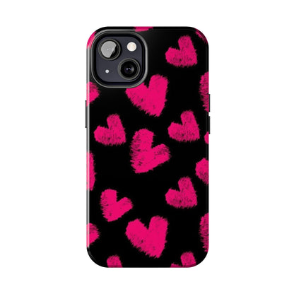 Hot Pink Fuzzy Hearts iPhone Tough Case - SmartHomeGoodies