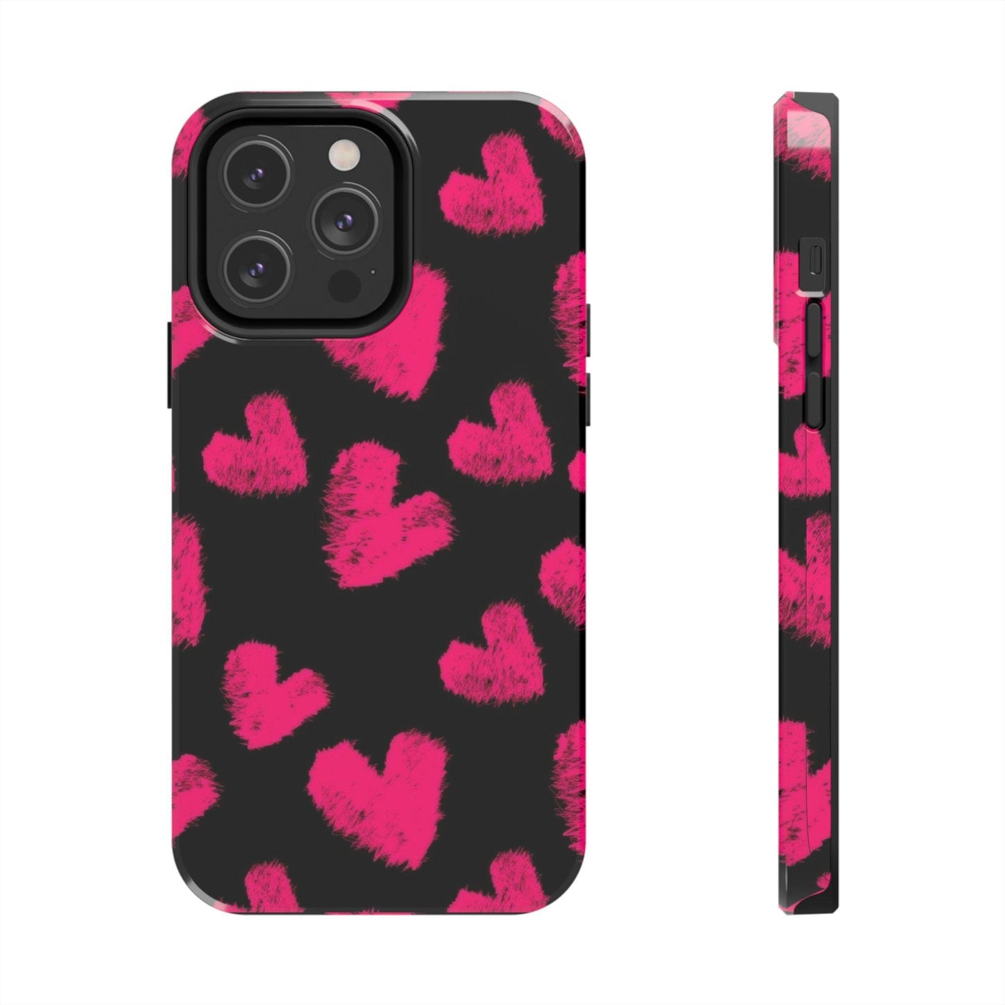 Hot Pink Fuzzy Hearts iPhone Tough Case - SmartHomeGoodies