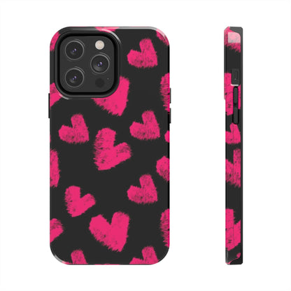 Hot Pink Fuzzy Hearts iPhone Tough Case - SmartHomeGoodies