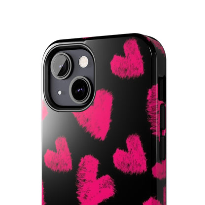Hot Pink Fuzzy Hearts iPhone Tough Case - SmartHomeGoodies