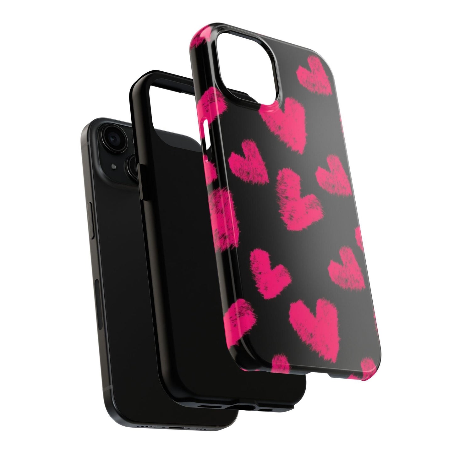Hot Pink Fuzzy Hearts iPhone Tough Case - SmartHomeGoodies