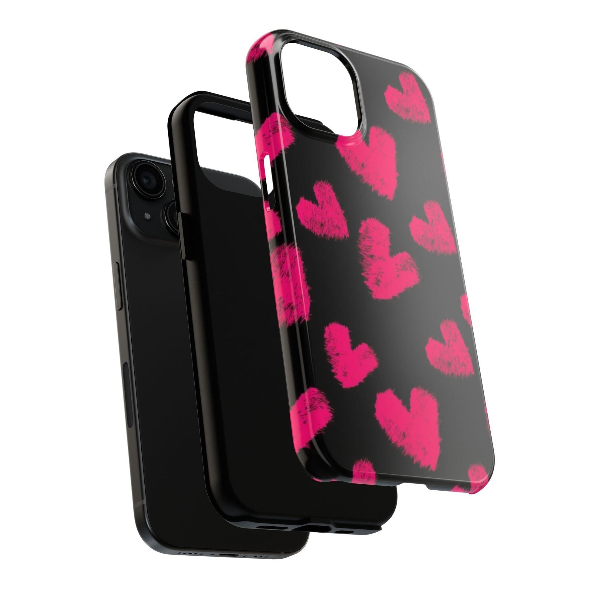 Hot Pink Fuzzy Hearts iPhone Tough Case - SmartHomeGoodies