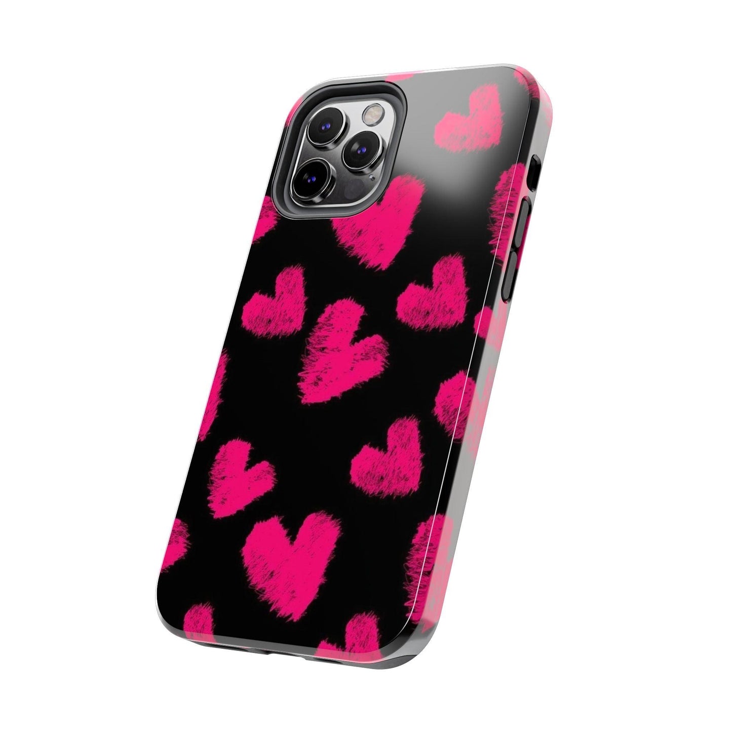 Hot Pink Fuzzy Hearts iPhone Tough Case - SmartHomeGoodies