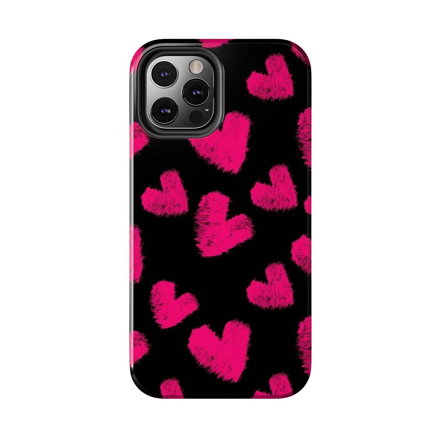 Hot Pink Fuzzy Hearts iPhone Tough Case - SmartHomeGoodies