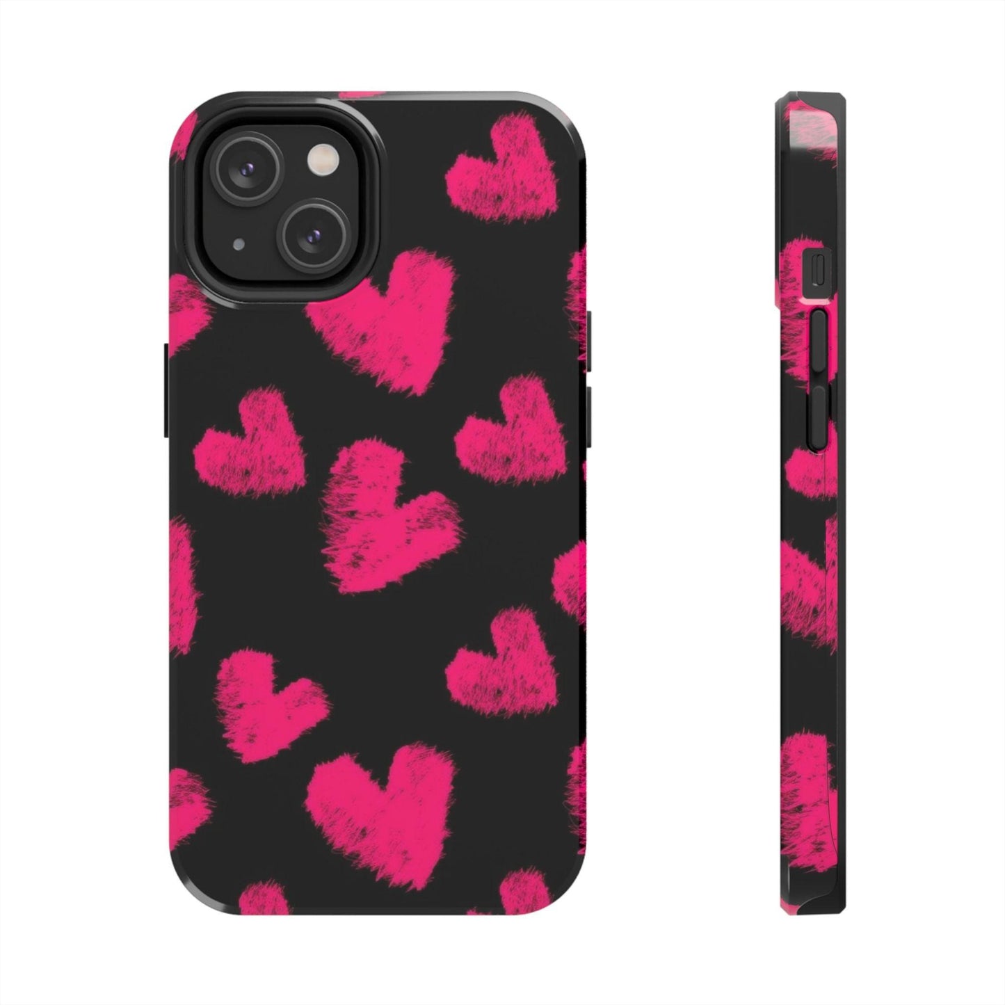Hot Pink Fuzzy Hearts iPhone Tough Case - SmartHomeGoodies