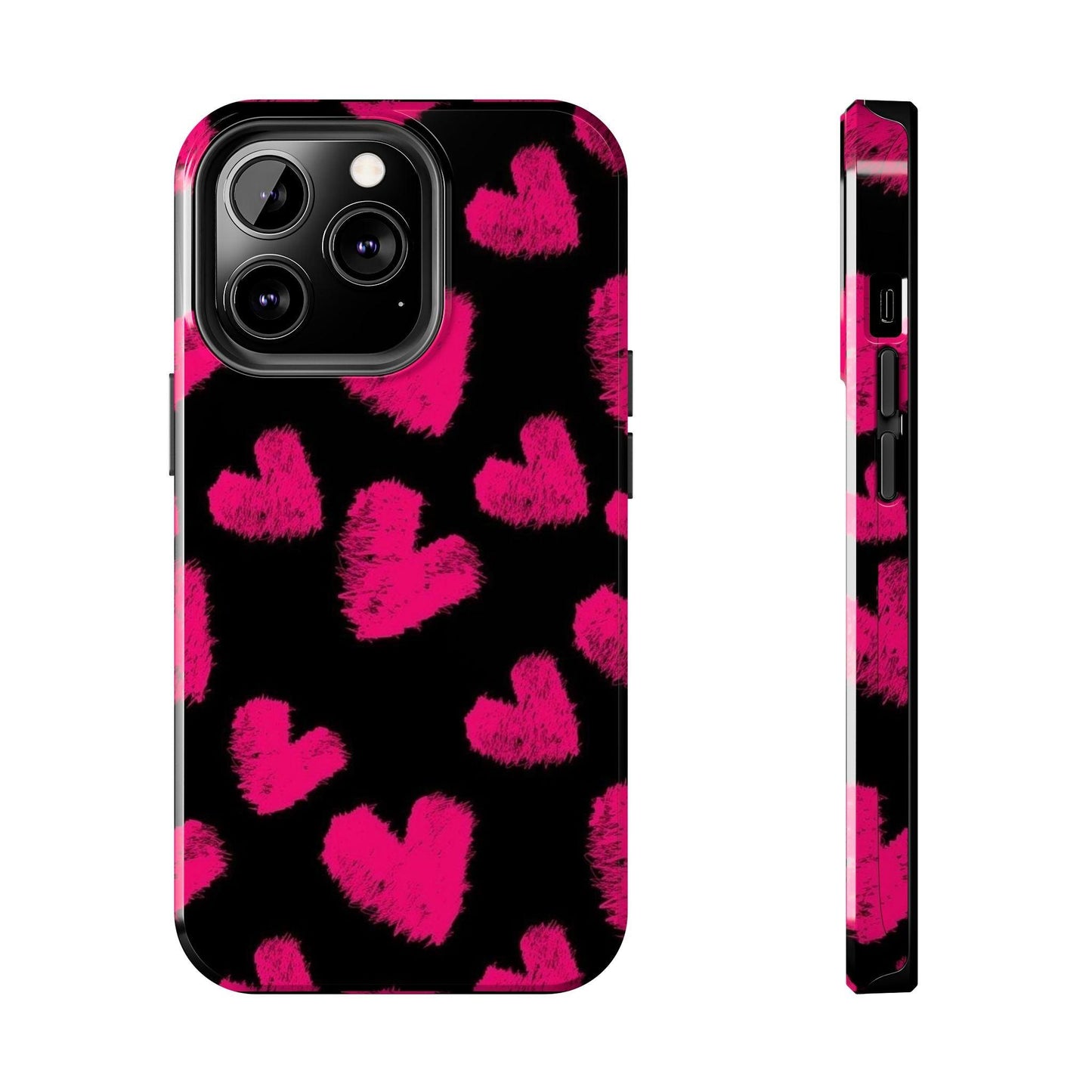 Hot Pink Fuzzy Hearts iPhone Tough Case - SmartHomeGoodies