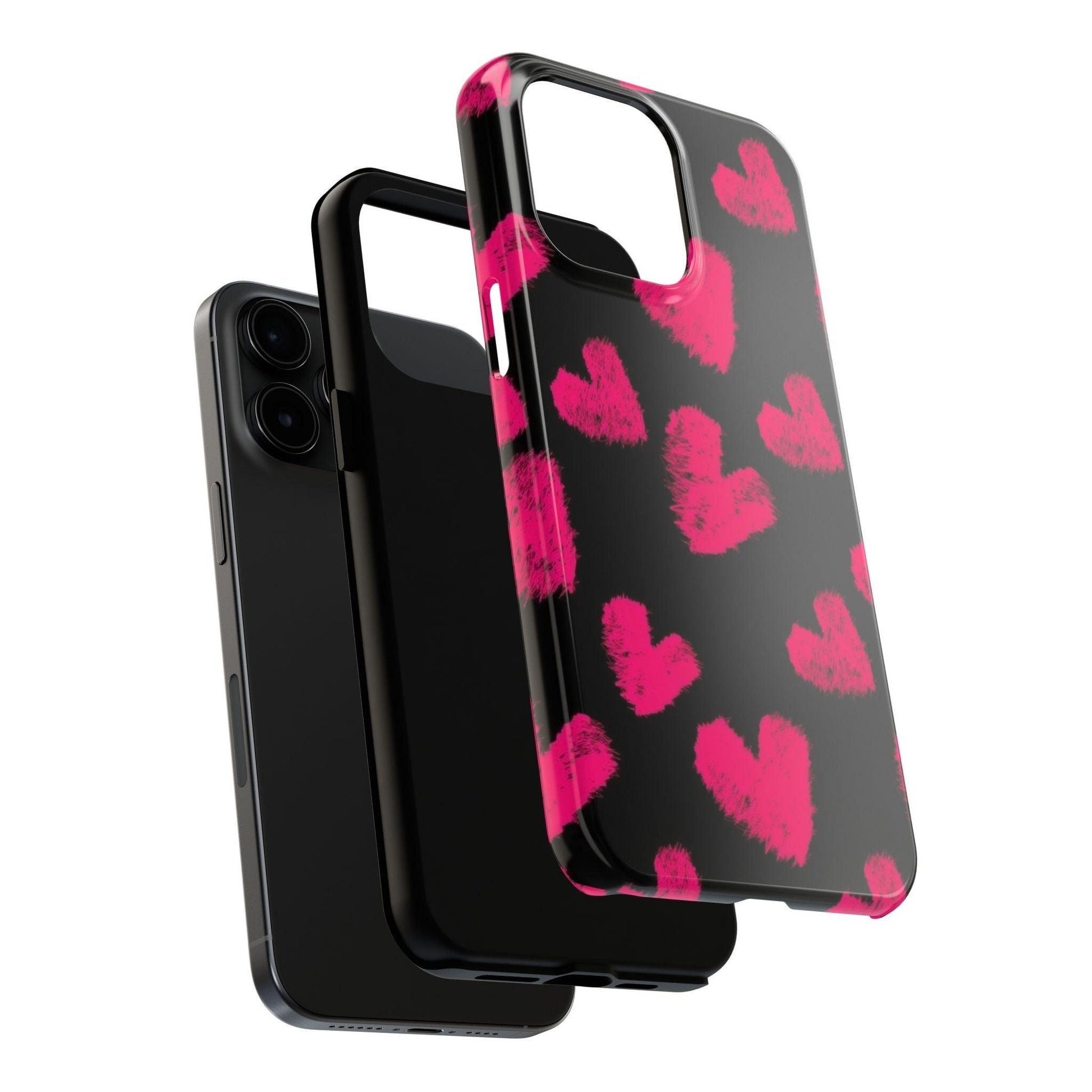 Hot Pink Fuzzy Hearts iPhone Tough Case - SmartHomeGoodies