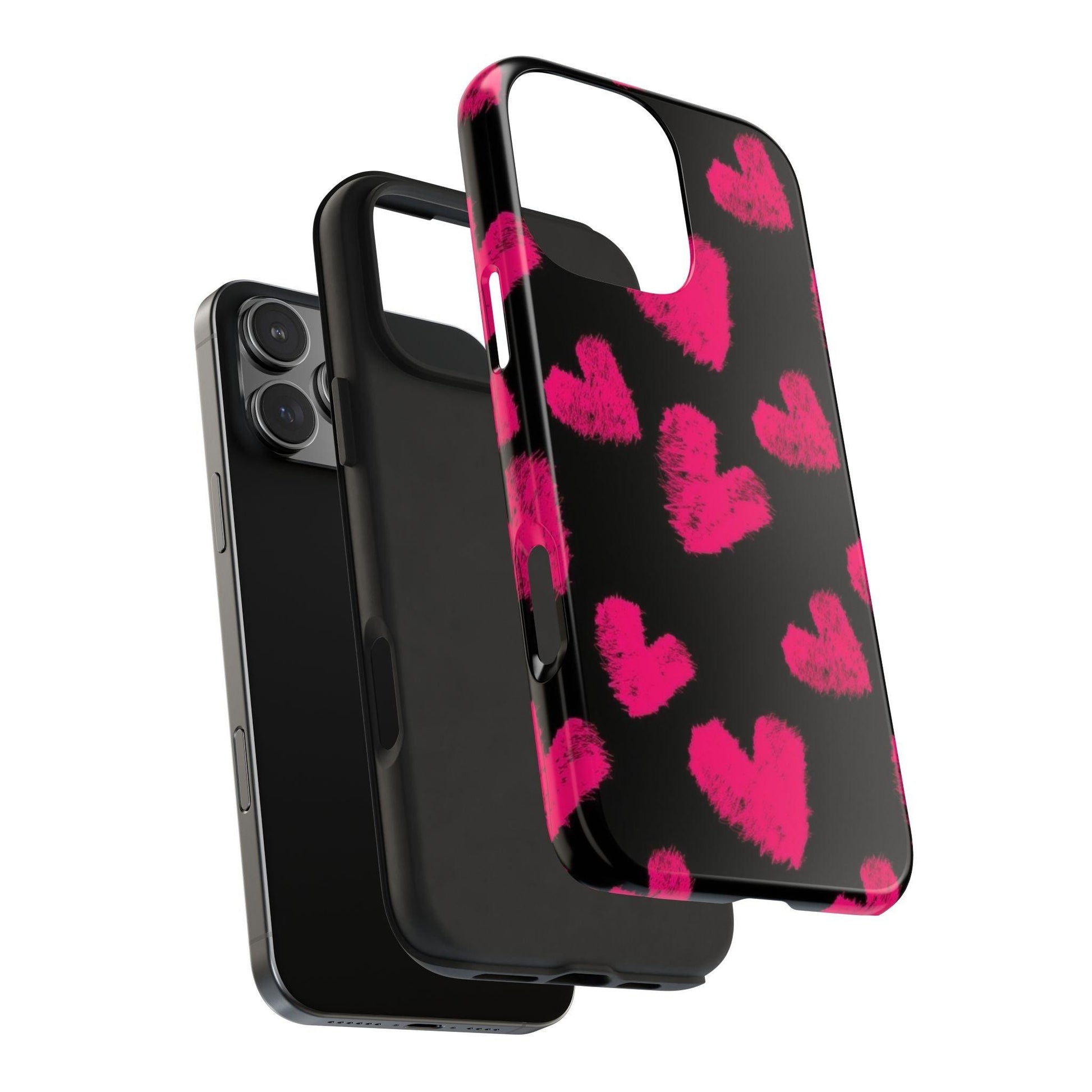 Hot Pink Fuzzy Hearts iPhone Tough Case - SmartHomeGoodies