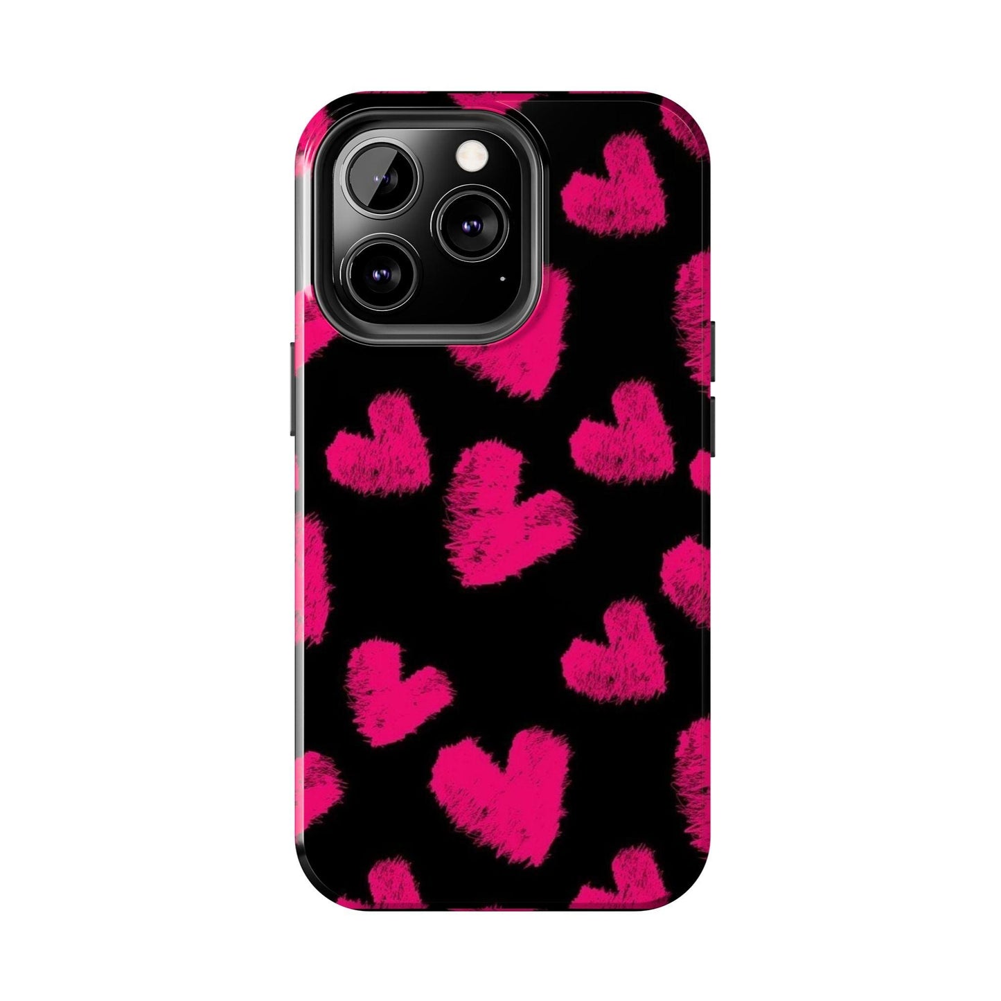 Hot Pink Fuzzy Hearts iPhone Tough Case - SmartHomeGoodies