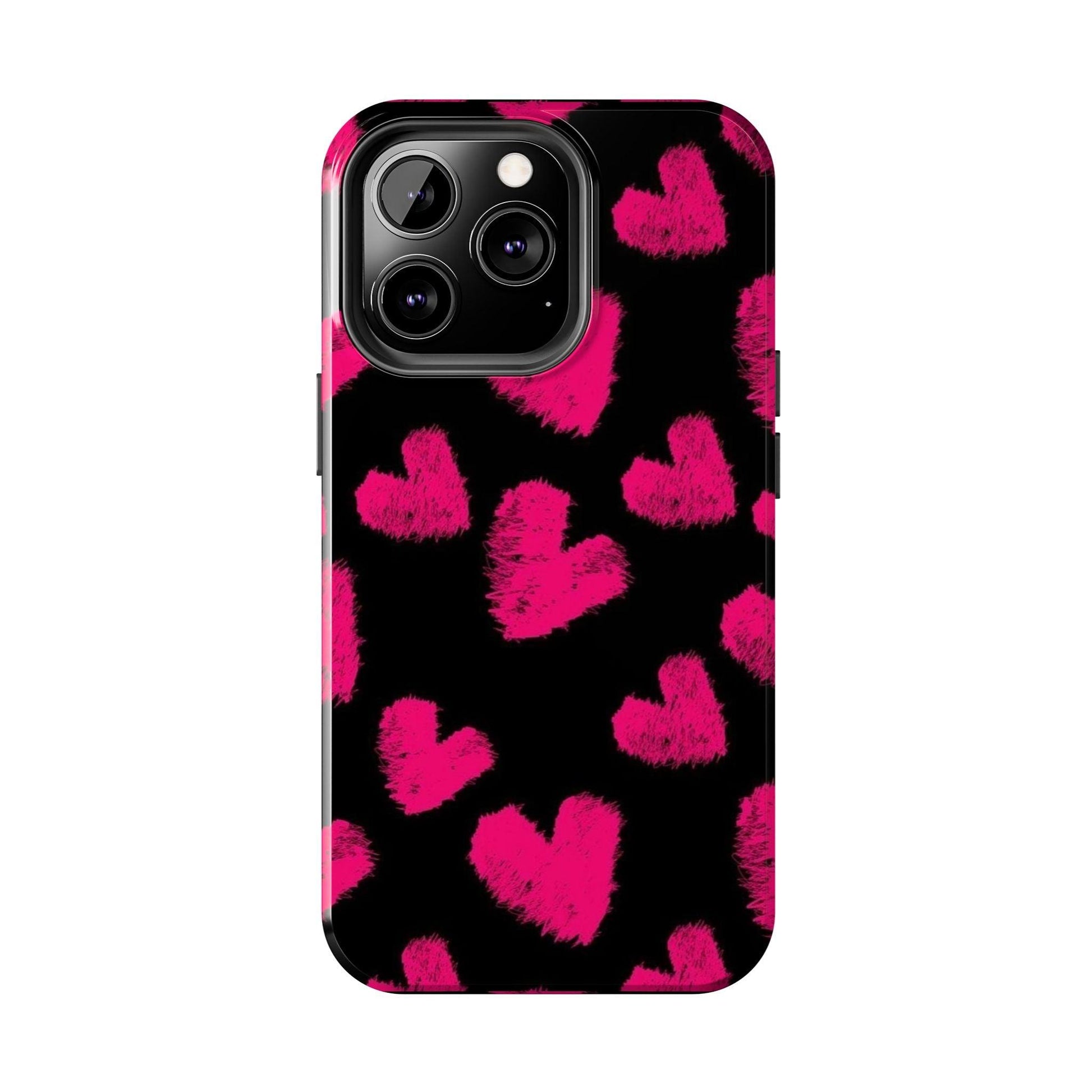 Hot Pink Fuzzy Hearts iPhone Tough Case - SmartHomeGoodies