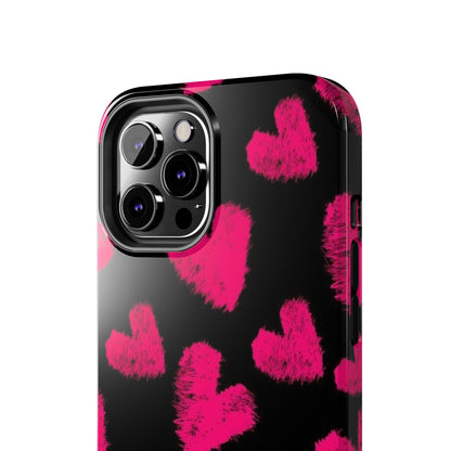 Hot Pink Fuzzy Hearts iPhone Tough Case - SmartHomeGoodies