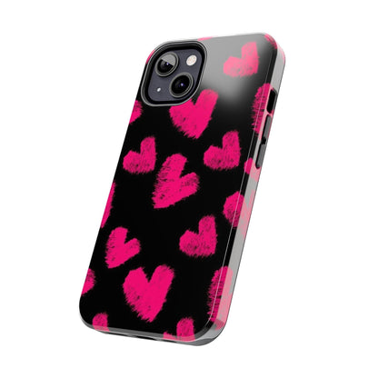 Hot Pink Fuzzy Hearts iPhone Tough Case - SmartHomeGoodies