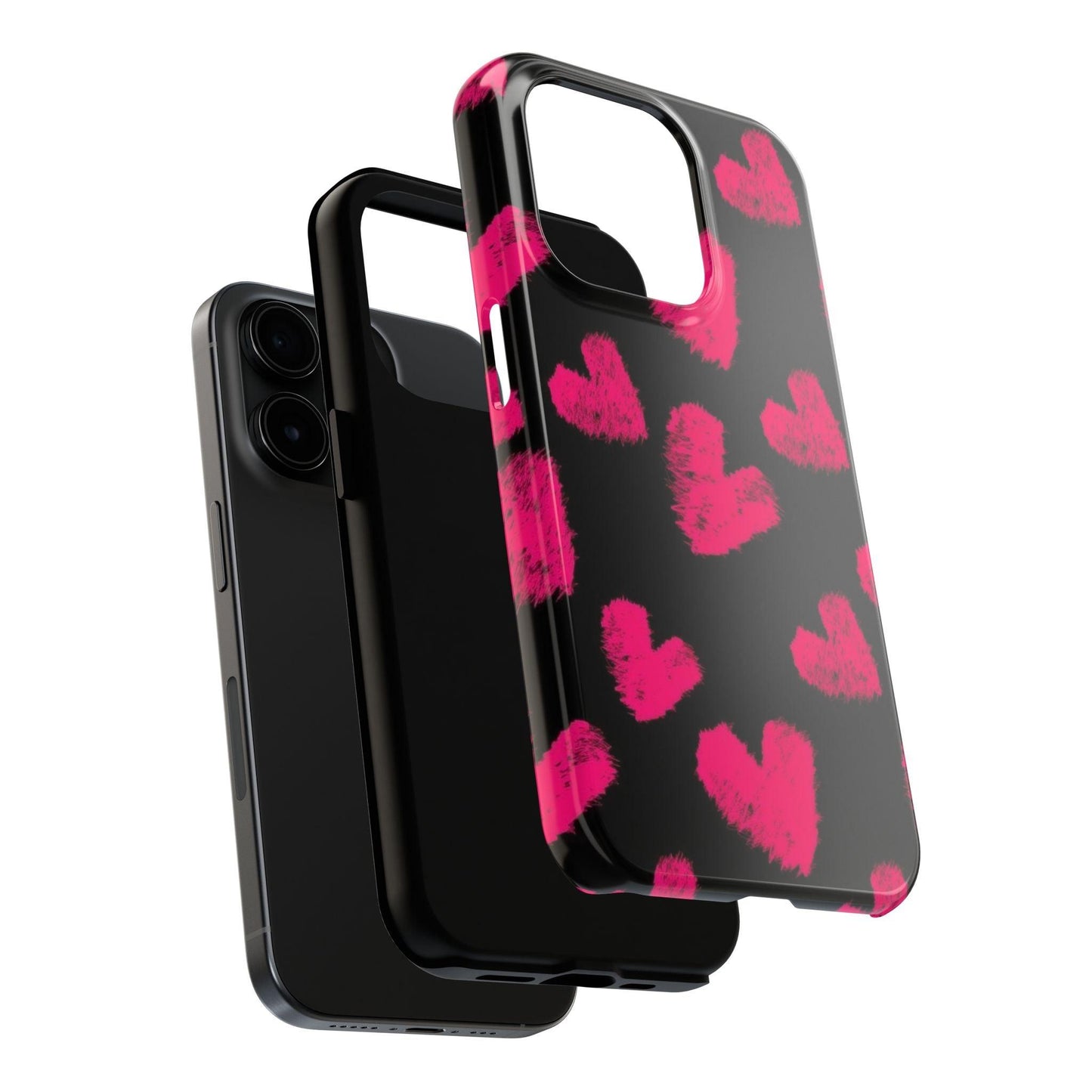 Hot Pink Fuzzy Hearts iPhone Tough Case - SmartHomeGoodies