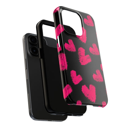 Hot Pink Fuzzy Hearts iPhone Tough Case - SmartHomeGoodies