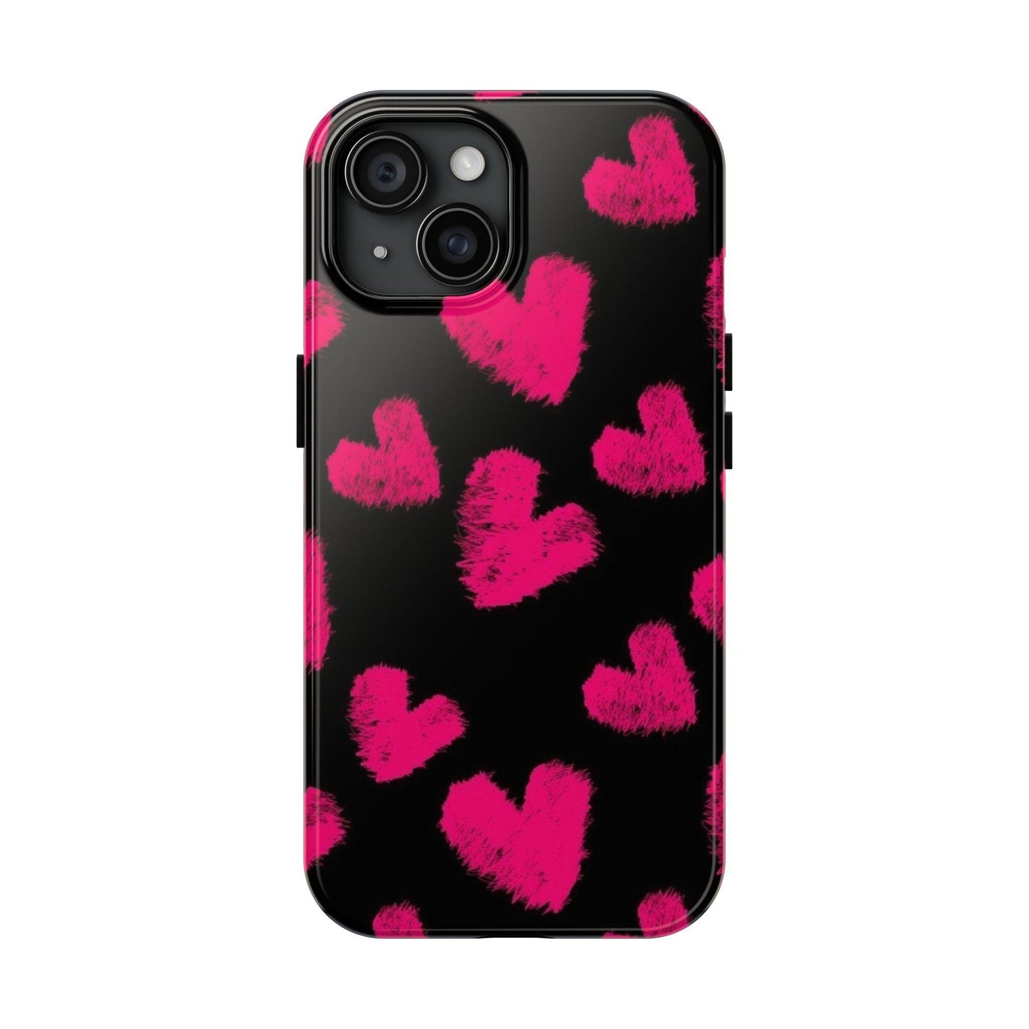 Hot Pink Fuzzy Hearts iPhone Tough Case - SmartHomeGoodies