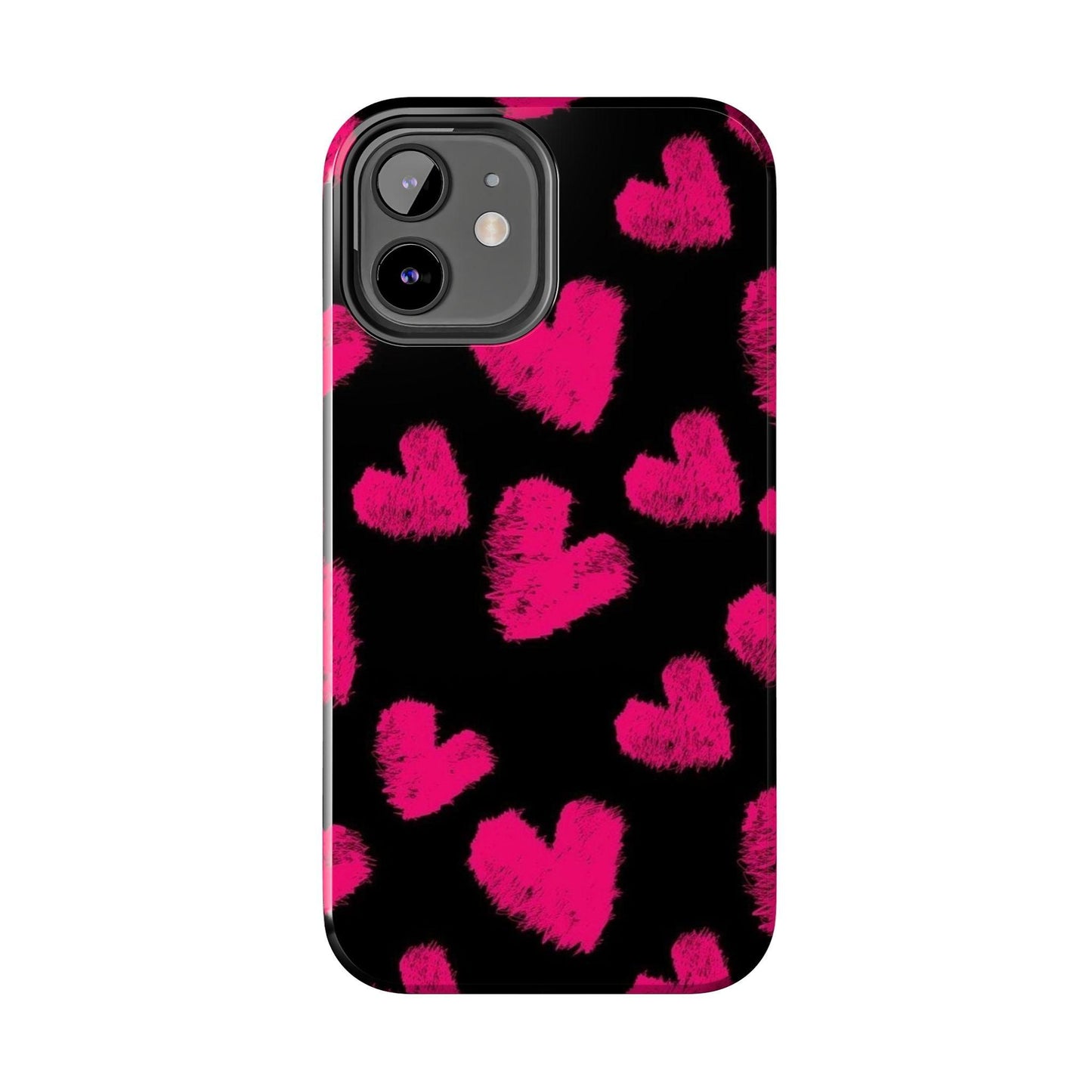 Hot Pink Fuzzy Hearts iPhone Tough Case - SmartHomeGoodies