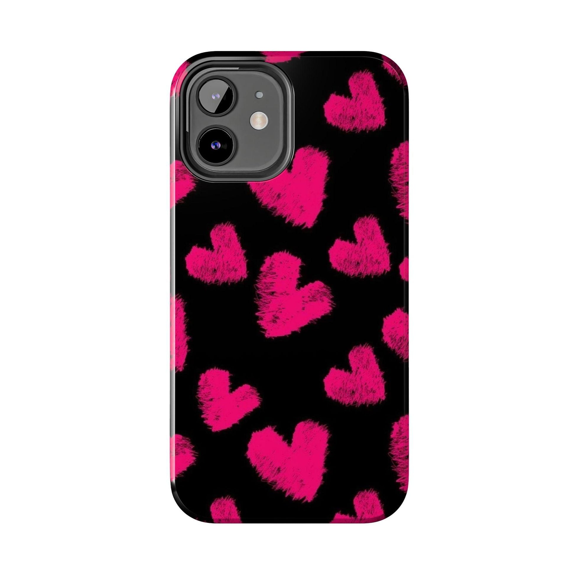 Hot Pink Fuzzy Hearts iPhone Tough Case - SmartHomeGoodies
