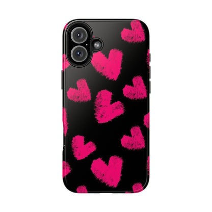 Hot Pink Fuzzy Hearts iPhone Tough Case - SmartHomeGoodies