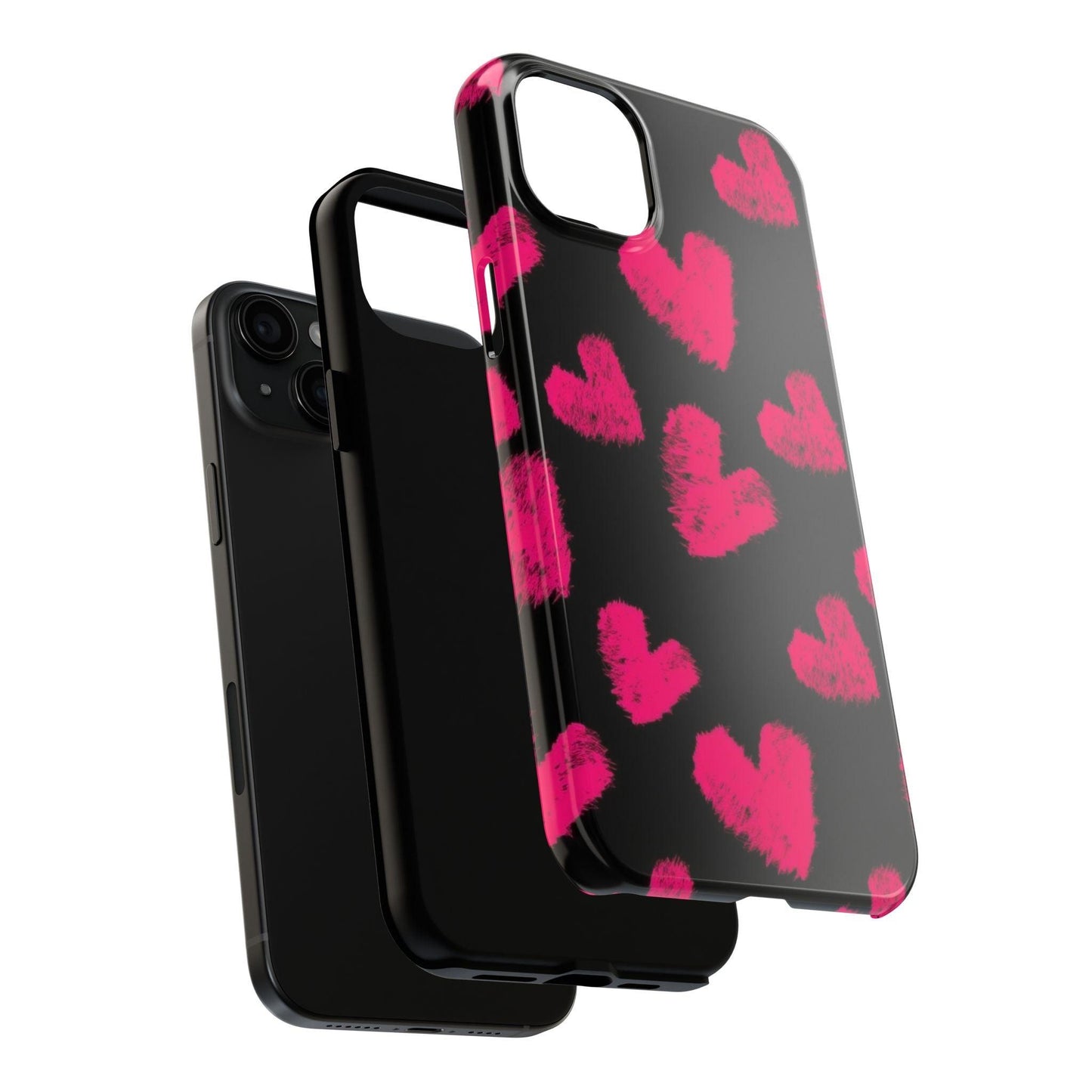 Hot Pink Fuzzy Hearts iPhone Tough Case - SmartHomeGoodies