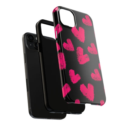 Hot Pink Fuzzy Hearts iPhone Tough Case - SmartHomeGoodies