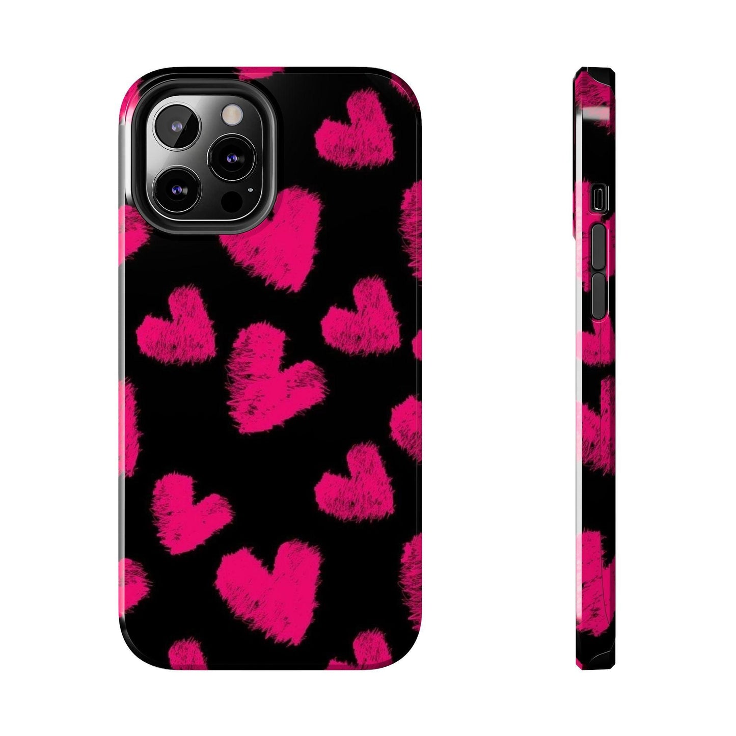 Hot Pink Fuzzy Hearts iPhone Tough Case - SmartHomeGoodies