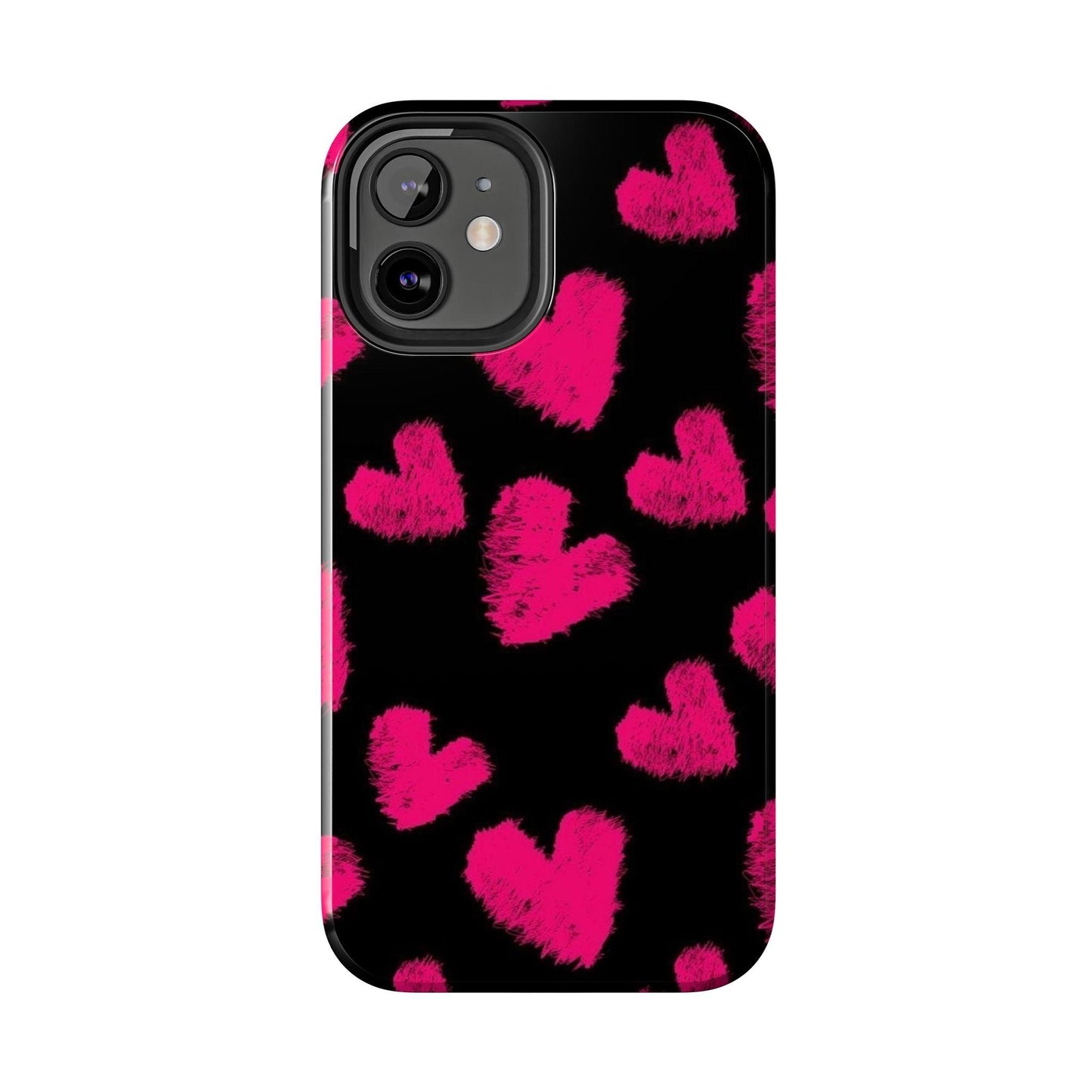 Hot Pink Fuzzy Hearts iPhone Tough Case - SmartHomeGoodies