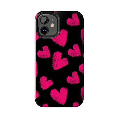 Hot Pink Fuzzy Hearts iPhone Tough Case - SmartHomeGoodies