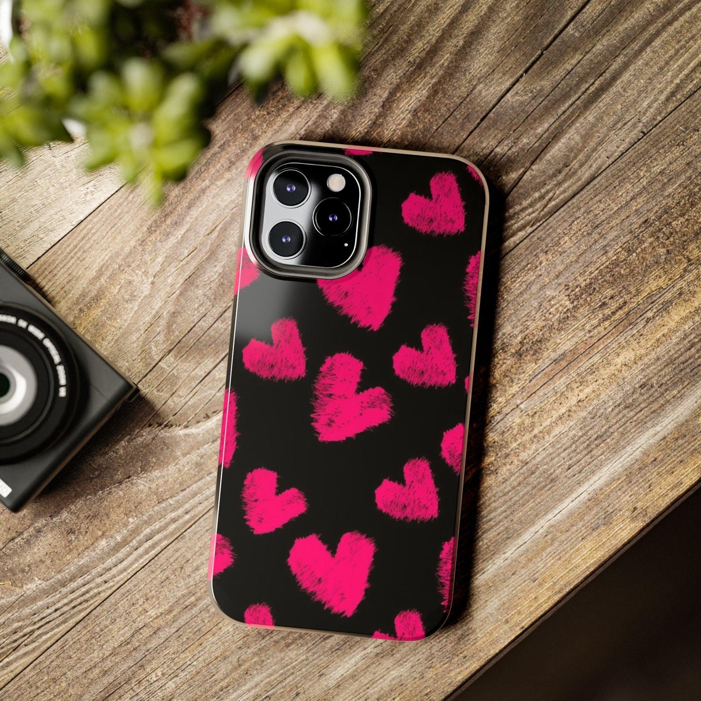 Hot Pink Fuzzy Hearts iPhone Tough Case - SmartHomeGoodies