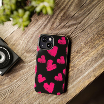 Hot Pink Fuzzy Hearts iPhone Tough Case - SmartHomeGoodies