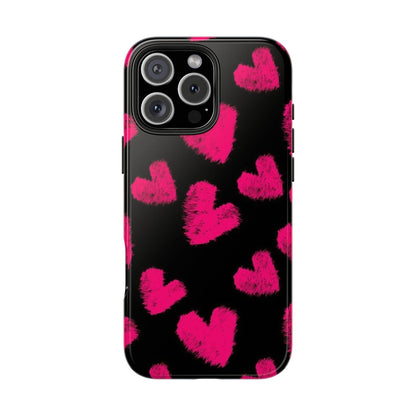Hot Pink Fuzzy Hearts iPhone Tough Case - SmartHomeGoodies