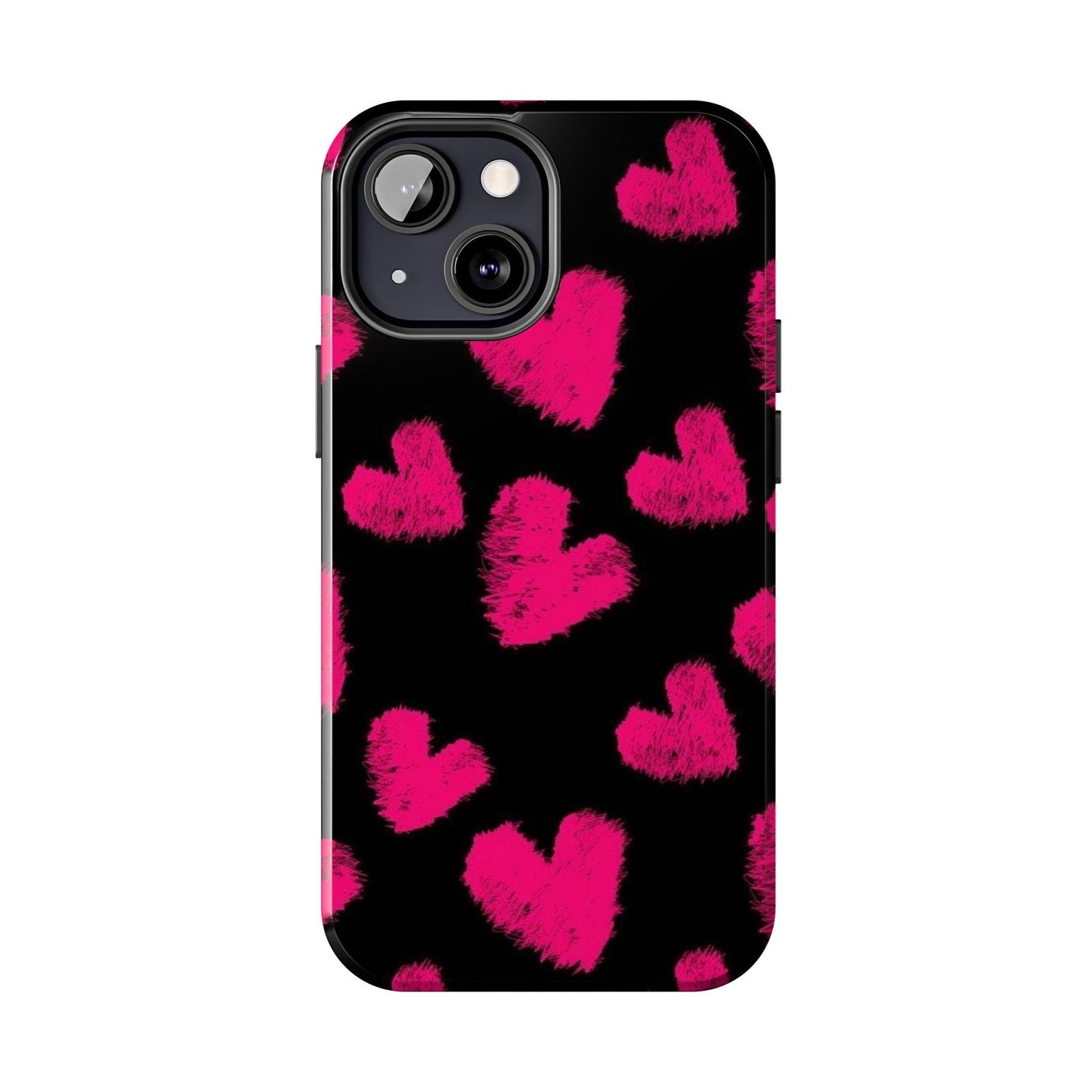Hot Pink Fuzzy Hearts iPhone Tough Case - SmartHomeGoodies