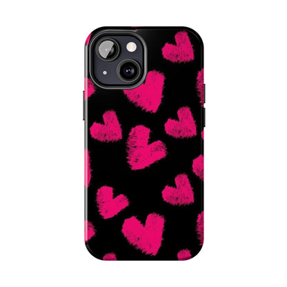 Hot Pink Fuzzy Hearts iPhone Tough Case - SmartHomeGoodies