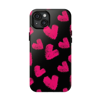 Hot Pink Fuzzy Hearts iPhone Tough Case - SmartHomeGoodies