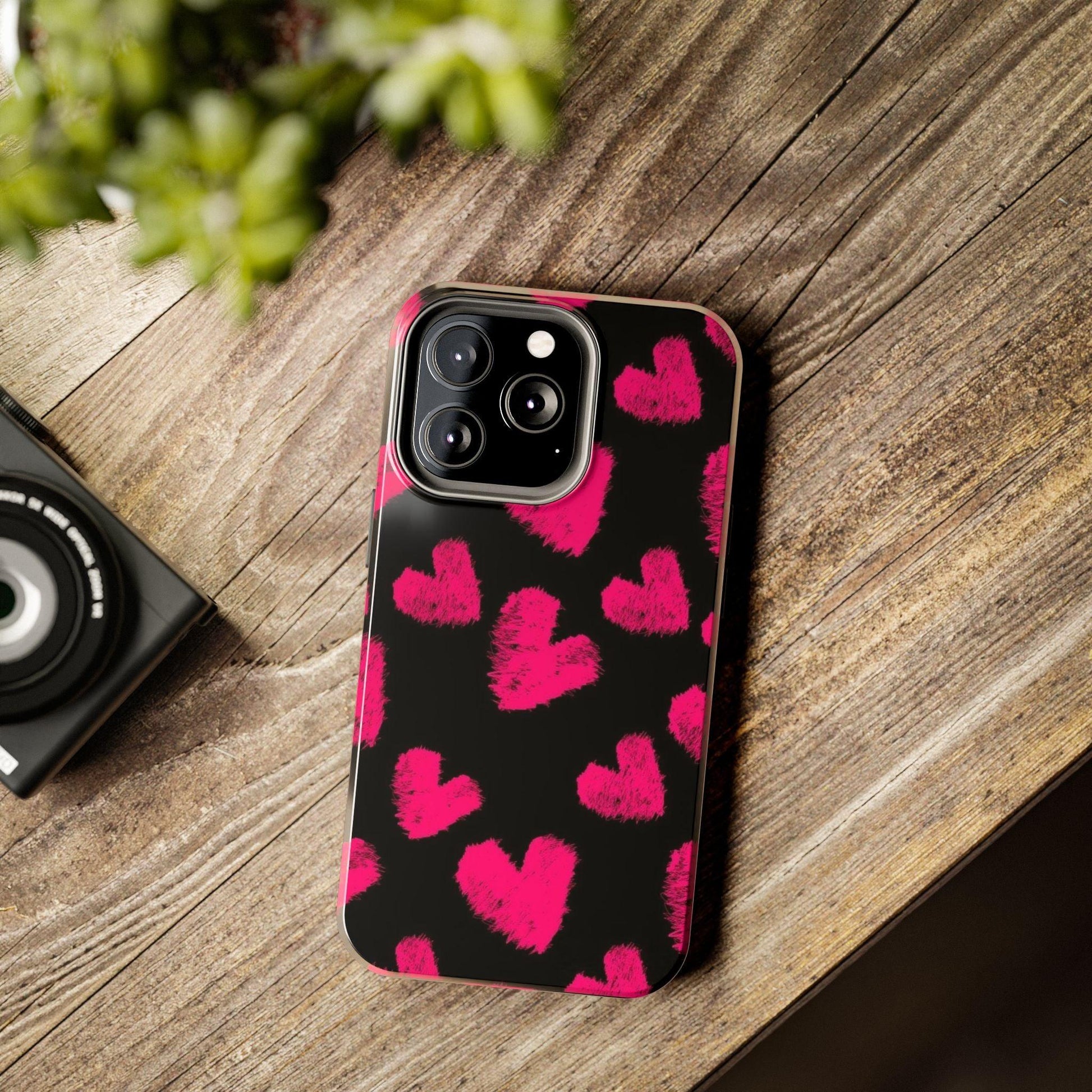 Hot Pink Fuzzy Hearts iPhone Tough Case - SmartHomeGoodies