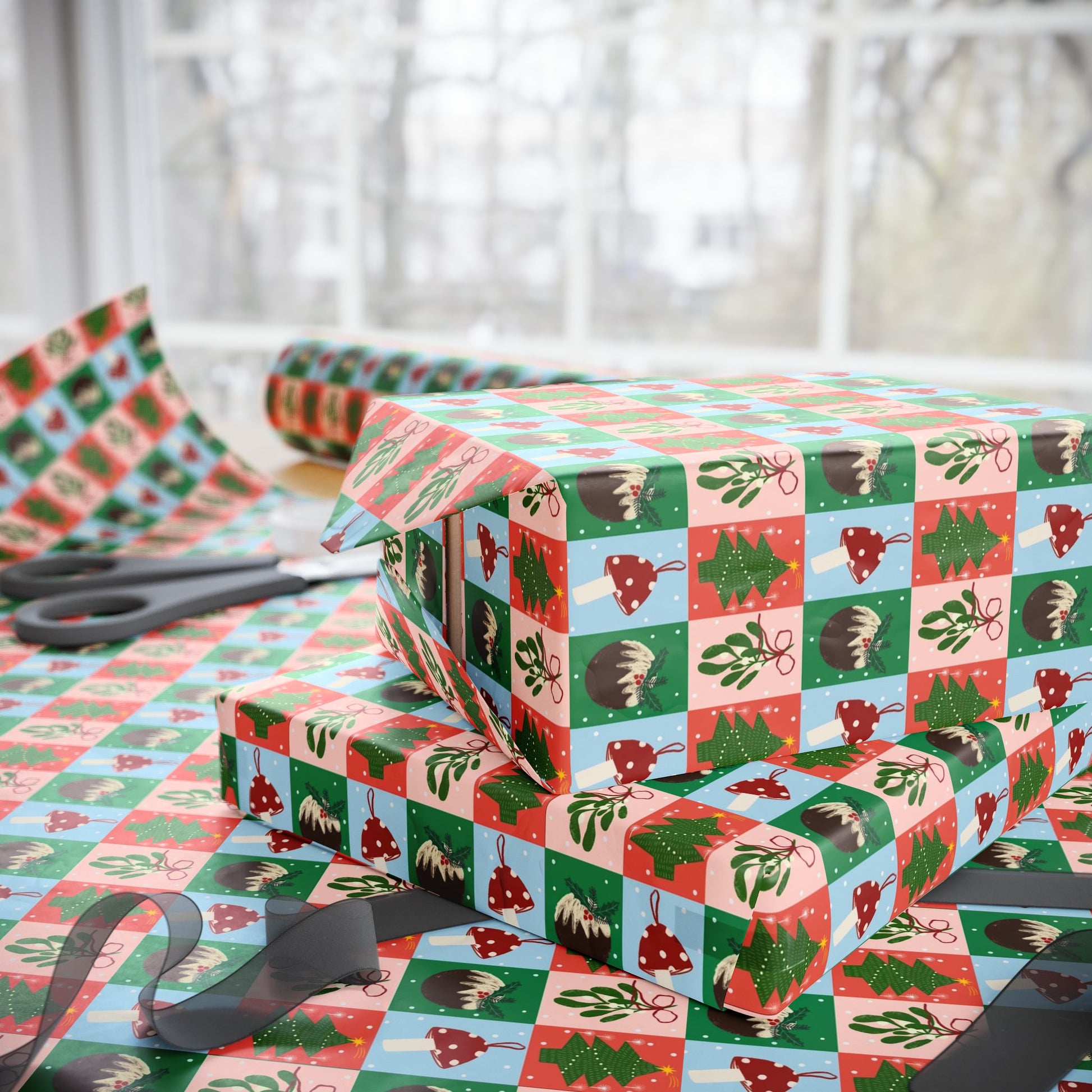 Jingle Blocks – Bold Pattern Christmas Wrapping Paper - SmartHomeGoodies
