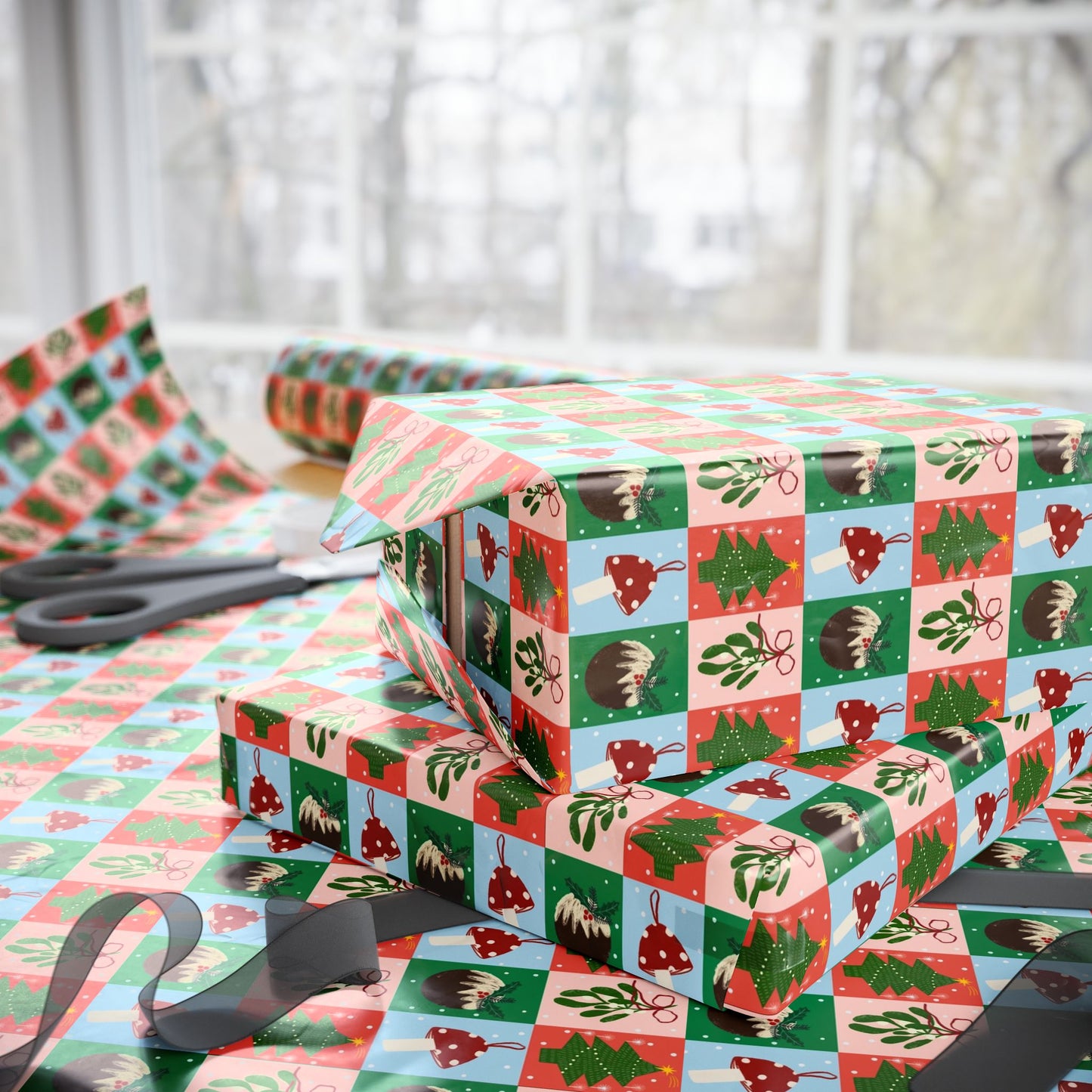 Jingle Blocks – Bold Pattern Christmas Wrapping Paper - SmartHomeGoodies