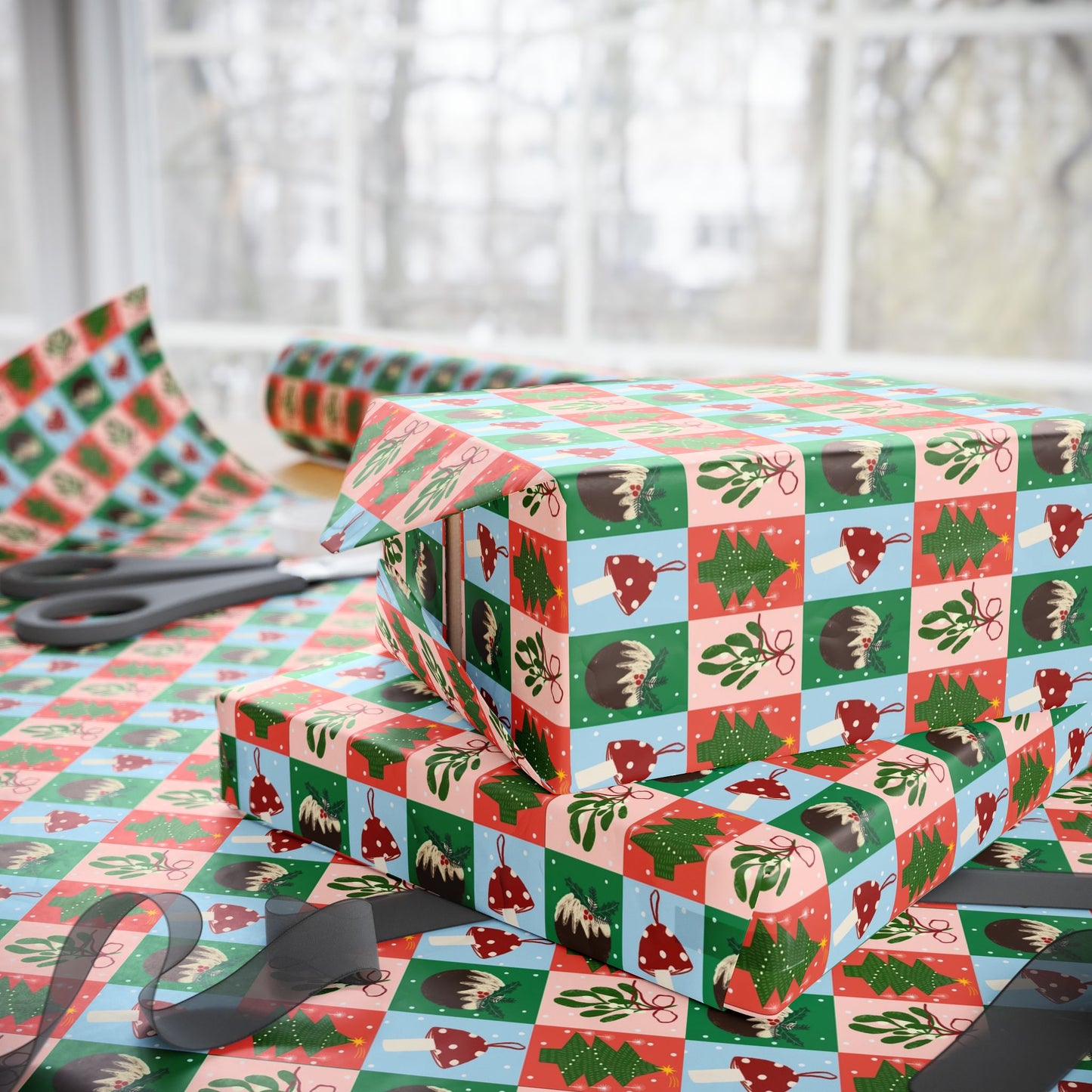 Jingle Blocks – Bold Pattern Christmas Wrapping Paper - SmartHomeGoodies