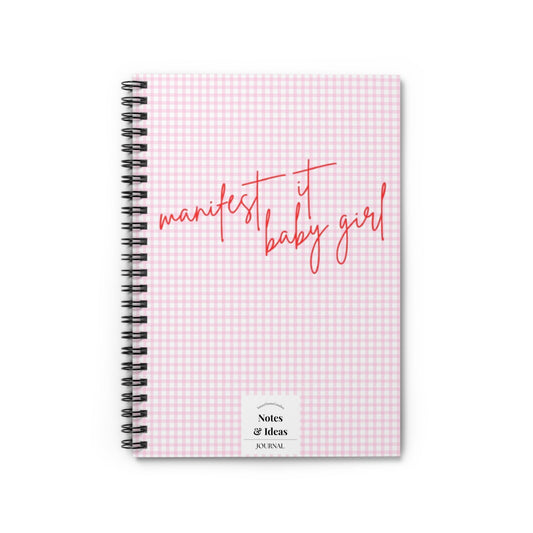 Manifest It Baby Girl Pink Gingham Spiral Notebook - SmartHomeGoodies