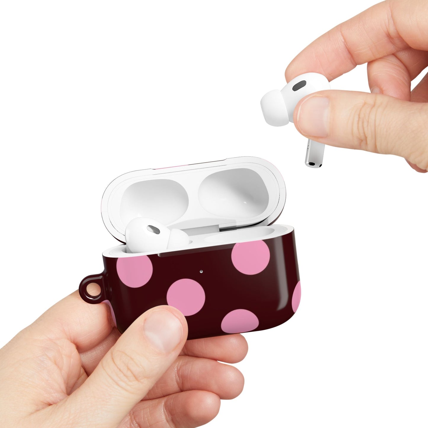 Maroon Pink Polka Dot AirPod Case - SmartHomeGoodies